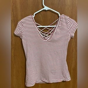 Striped, short sleeve top.